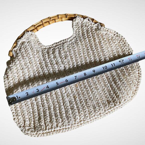 Gimbels Straw Bamboo Handle Handbag Purse - Picture 3 of 7